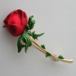 Rot Rose Blume Brosche...