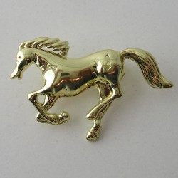 Pferd Brosche Metall vergoldet