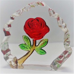 Rote Rose im Glasblok